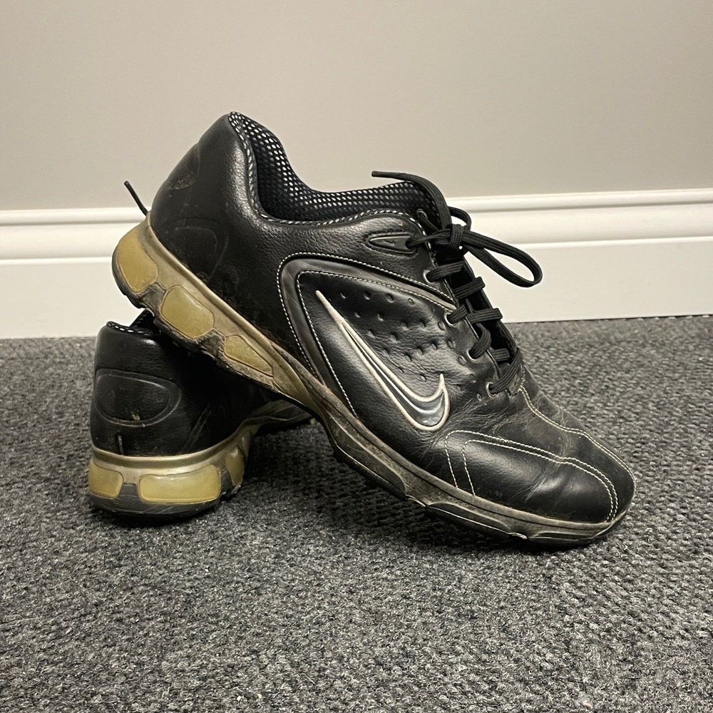 Nike Mens 11 Black Leather Spiked Golf Shoes Athletic 317476-001 Y2K Vintage